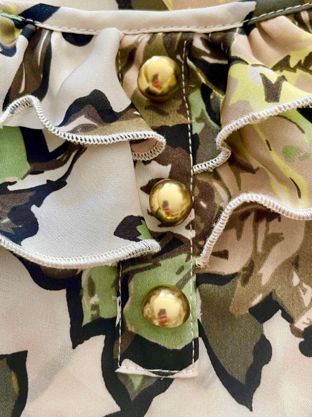 CANDIE'S BEIGE FLORAL ROSES RUFFLE SLEEVELESS DRESS SHIRT TOP BLOUSE CANDIES XS - Picture 12 of 12